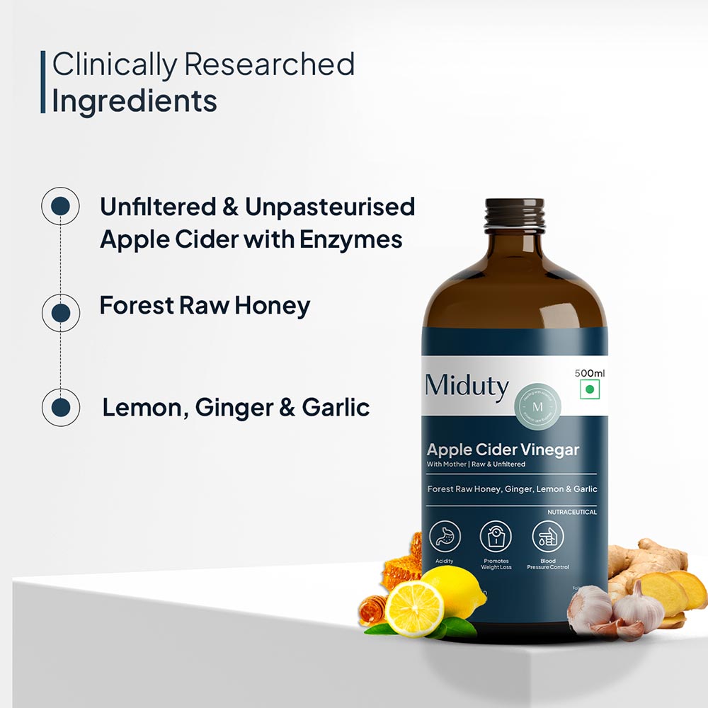 3 - Miduty Apple Cider Vinegar with Mother,  500 ml  Raw & Unfiltered 