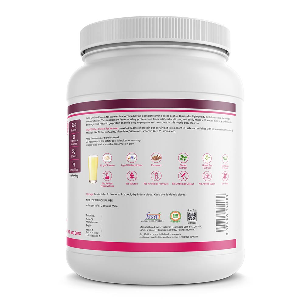 5 - INLIFE Whey Protein for Women,  1.1 lb  Vanilla 