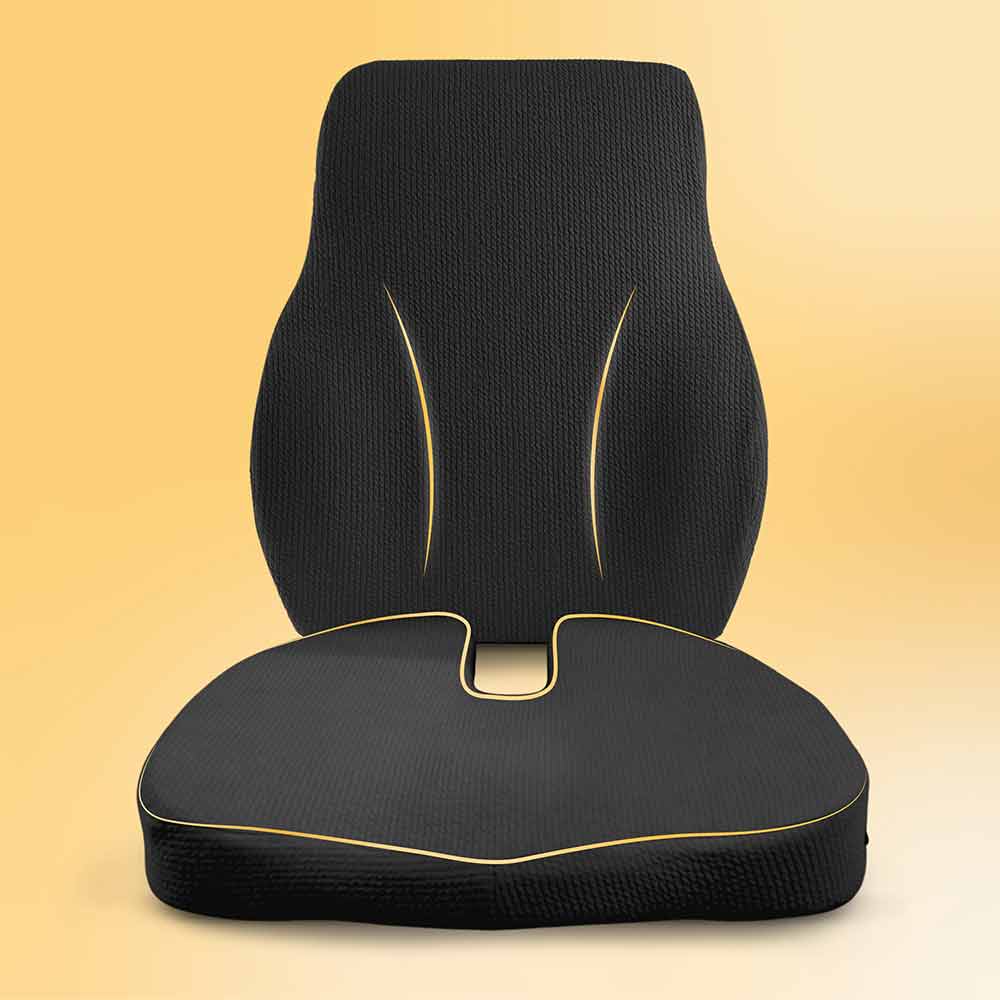 1 - betterhood Coccyx Back Support & Seat Cushion Combo,  Black  for Chair 