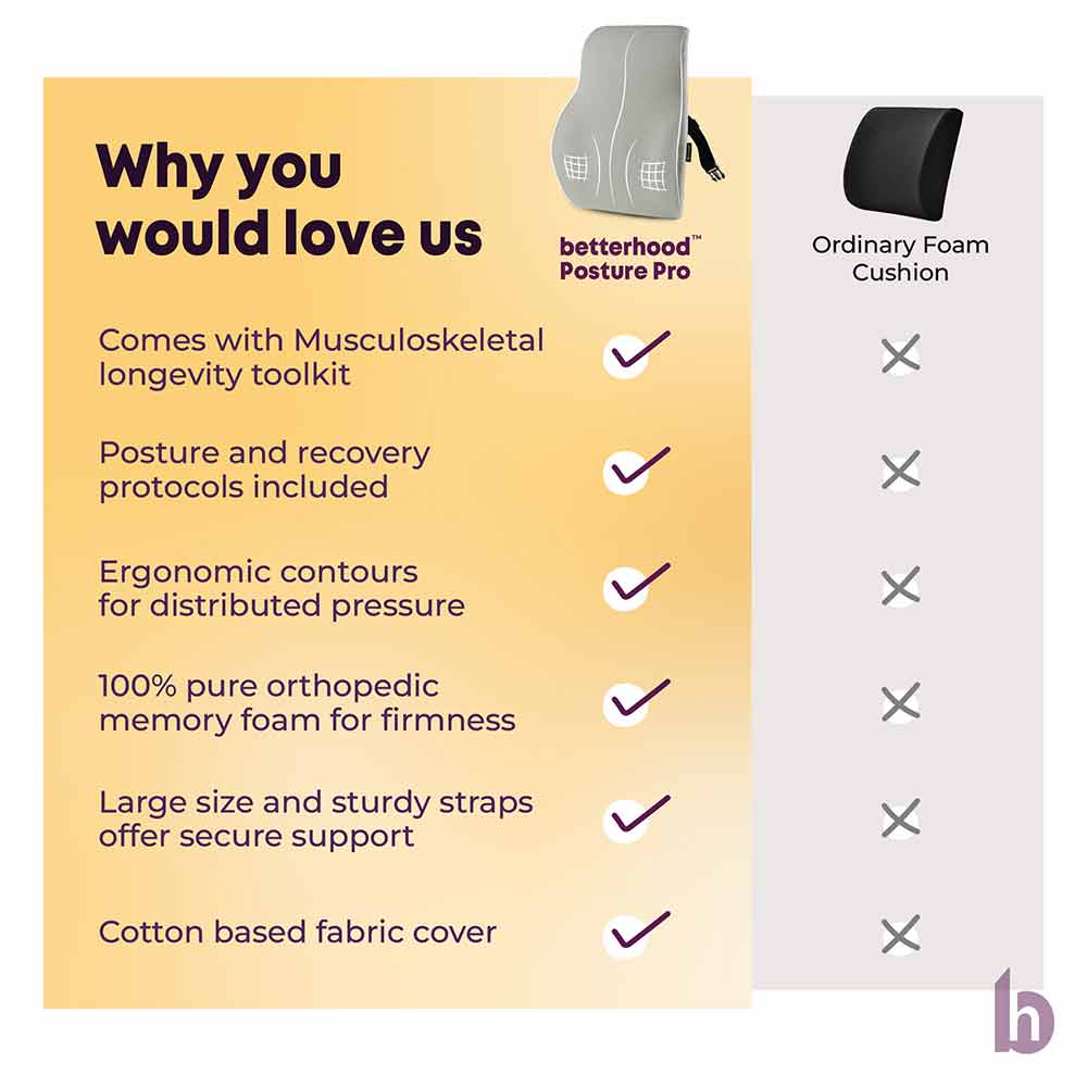 7 - betterhood Back Support Cushion,  Grey  for Chair 