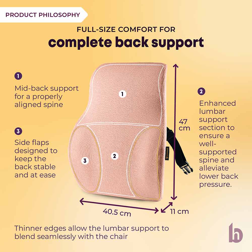5 - betterhood Coccyx Back Support & Seat Cushion Combo,  Peach  for Chair 