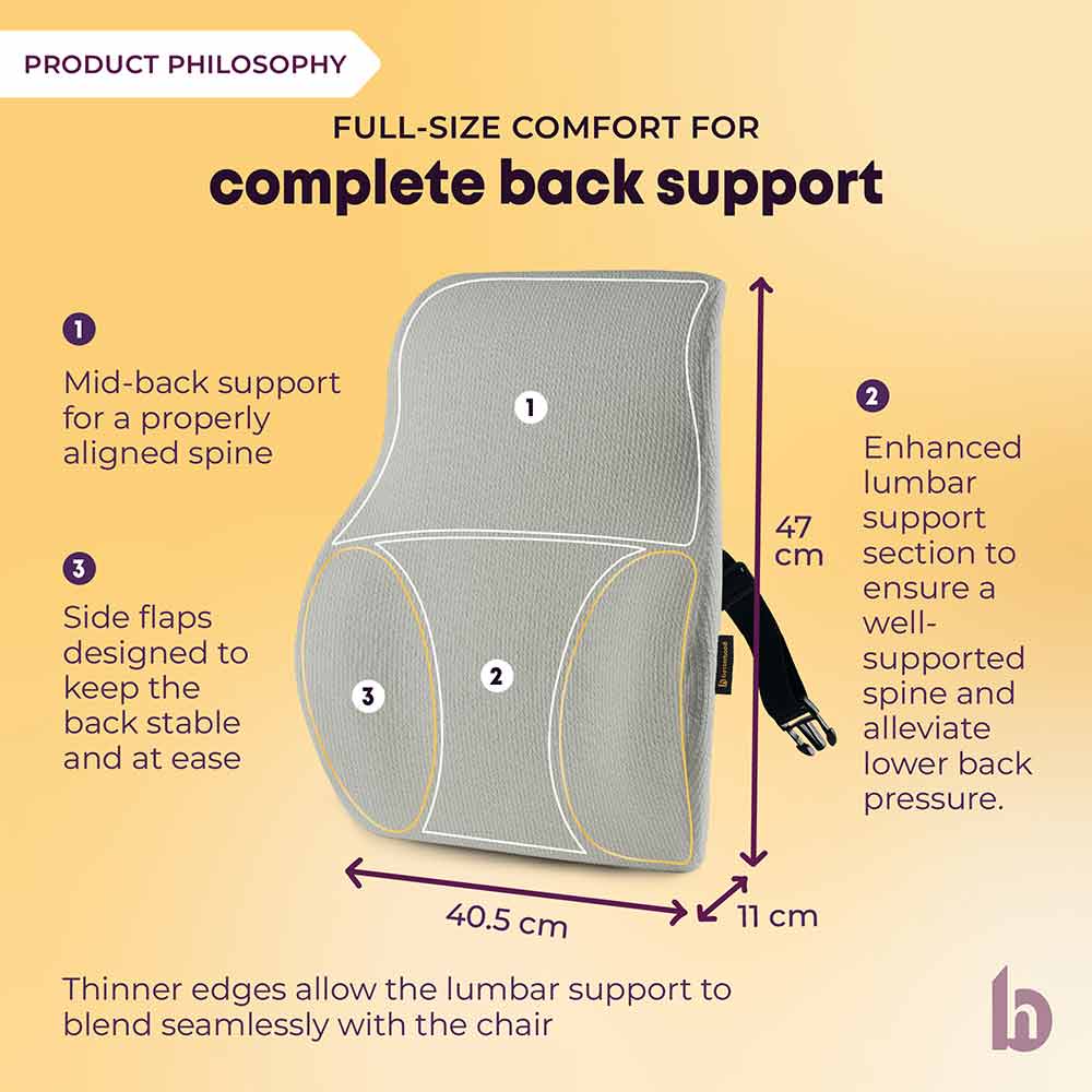 5 - betterhood Back Support Cushion,  Grey  for Chair 