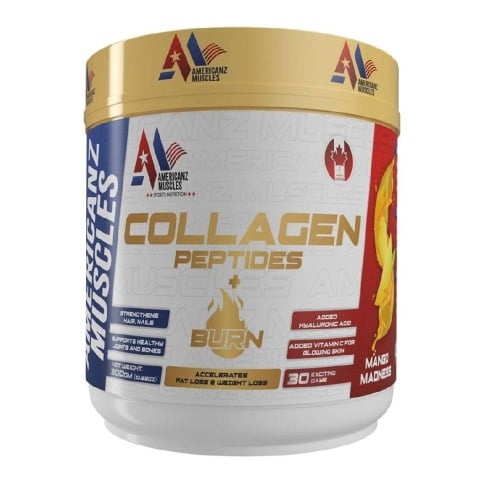 1 - Americanz Muscles Collagen Peptides + Burn,  300 g  Mango Madness 