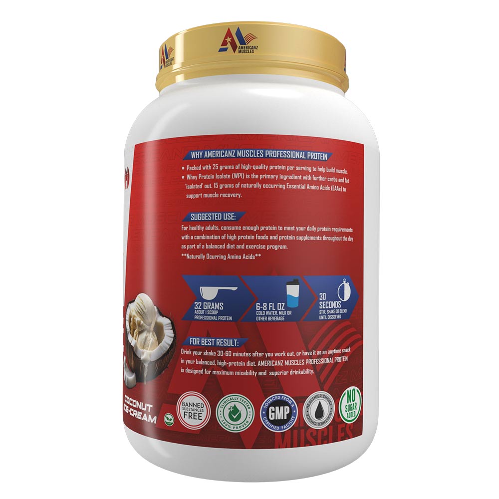 2 - Americanz Muscles Professional Protein,  2 lb  Coconut Ice-Cream 