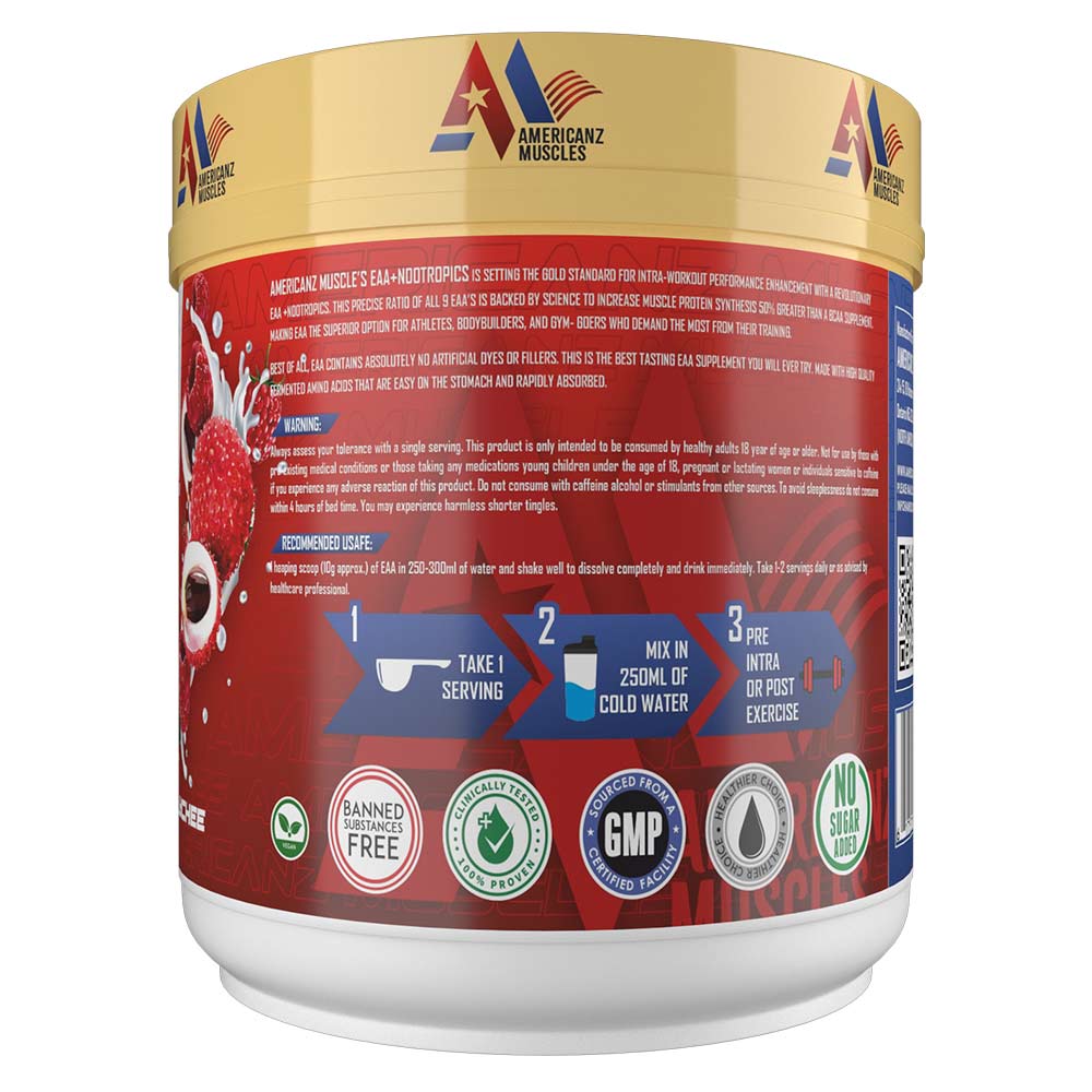 2 - Americanz Muscles EAA + Nootropics 8:1:1,  Lychee  0.66 lb  30 Servings 