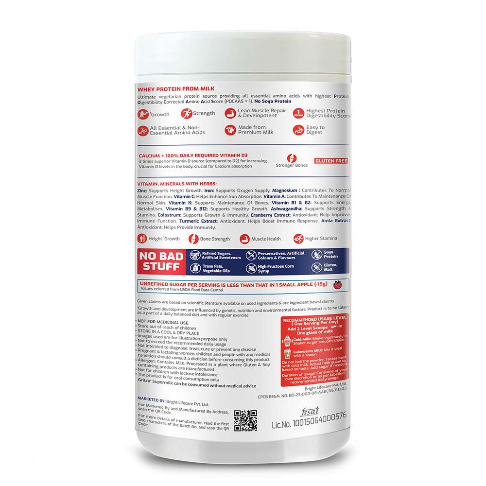 9 - Supermilk Gritzo Height+ for 13+ Yrs Girls Personalized Protein & Nutrition Drink Mix,  400 g  Cafe Mocha 