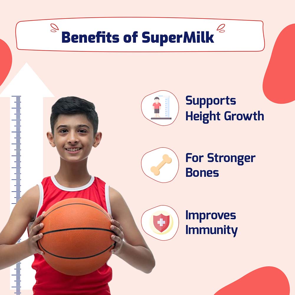 3 - Supermilk Gritzo Height+ for 13+ Yrs Boys Personalized Protein & Nutrition Drink Mix,  400 g  Cafe Mocha 