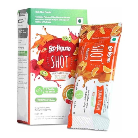 1 - GoFigure Pre Meal Supplement Powder Shot,  6 sachets/pack  Orange & Kiwi Strawberry 