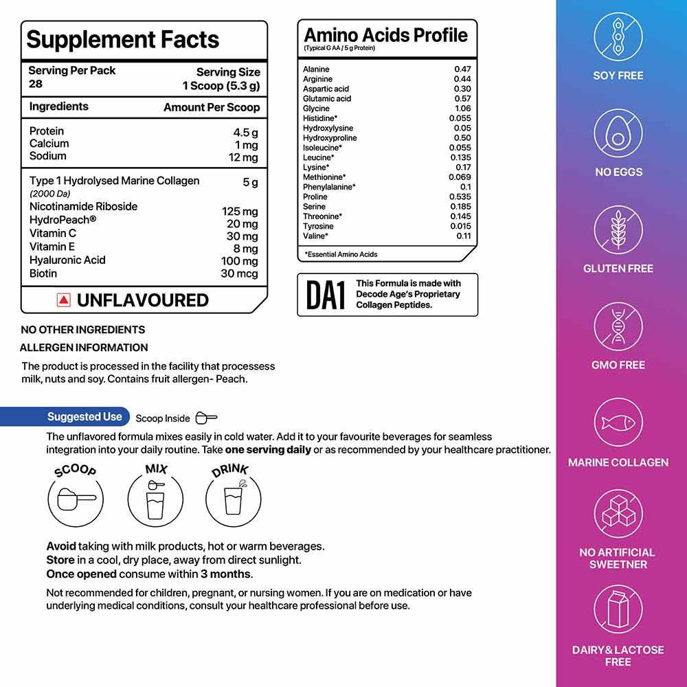 4 - Decode Age OptiAge Collagen Peptide,  150 g  Unflavoured 