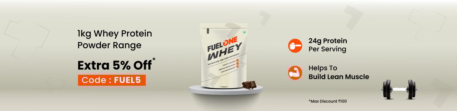 Fuel One Whey Protein Powder, 1kg range | Extra 5% Off | Max Discount Rs. 100 | FUEL5