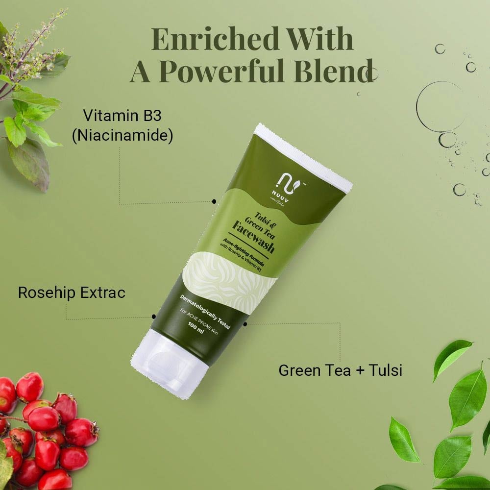 5 - Nuuv Essentials Tulsi & Green Tea Face Wash,  100 ml  for Acne Prone Skin 