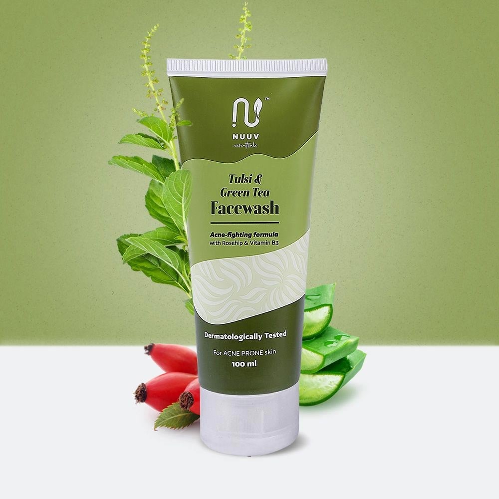 3 - Nuuv Essentials Tulsi & Green Tea Face Wash,  100 ml  for Acne Prone Skin 