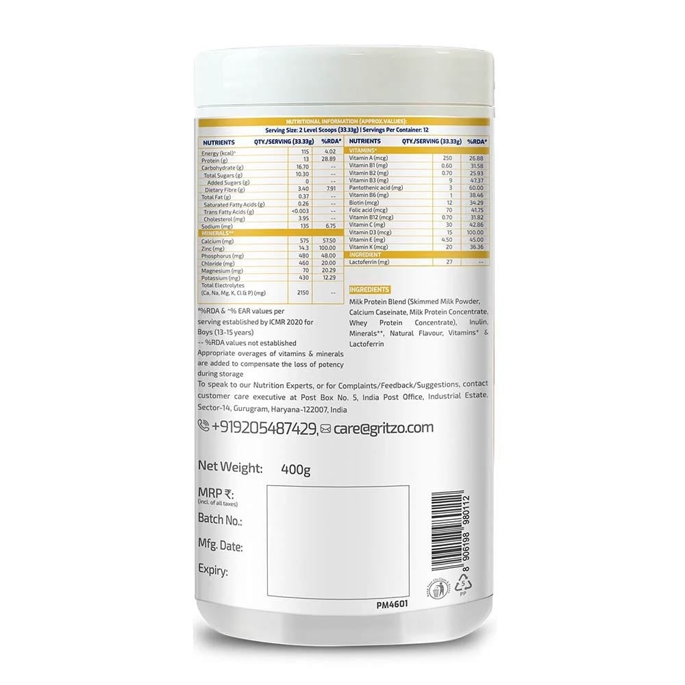 6 - Supermilk Height+ Unsweetened 13+ y Girls Personalized Protein and Nutrition Drink Mix,  400 g  Creamy Pink Vanilla
