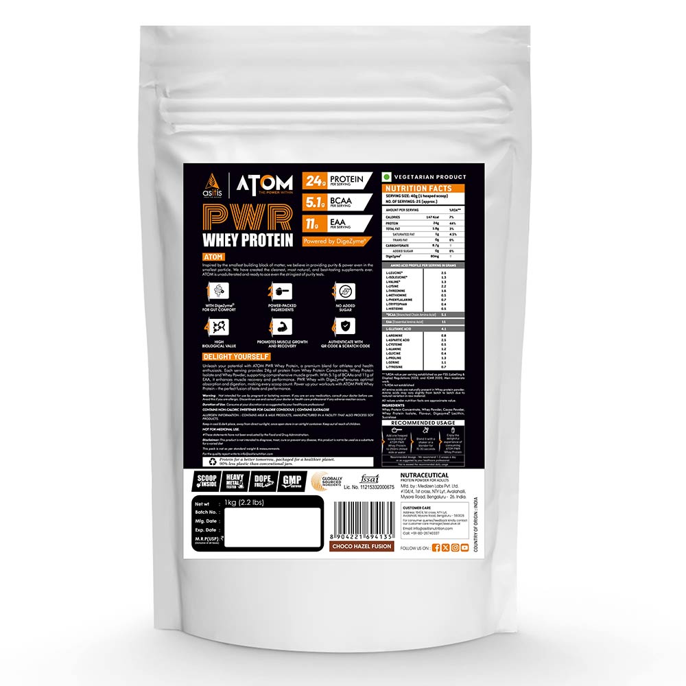 1 - AS-IT-IS Nutrition ATOM PWR Whey Protein,  2.2 lb  Choco Hazel Fusion 