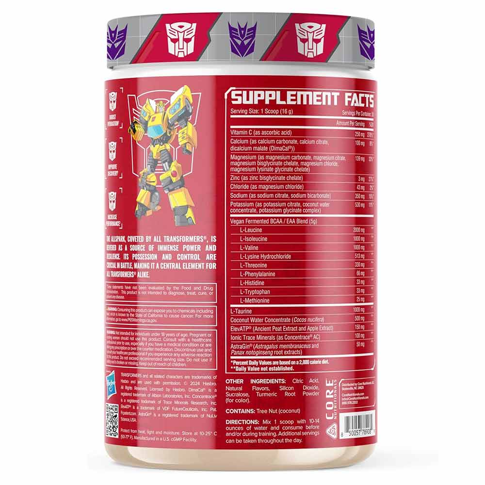 2 - Core Nutritionals Transformers AllSpark Hydration + EAA,  Sour Lemon Candy  1.05 lb  30 Servings 