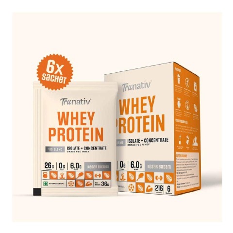 10 - TruNativ Pro Blend Whey Protein,  6 sachets/pack  Kesar Badam 