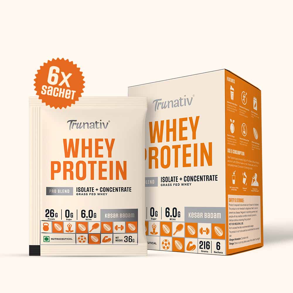 10 - TruNativ Pro Blend Whey Protein,  6 sachets/pack  Kesar Badam 