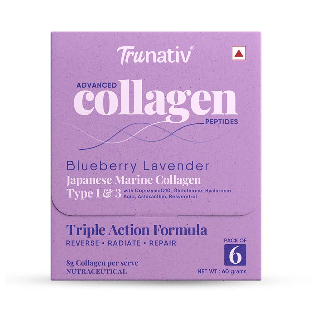 1 - TruNativ Advanced Collagen Peptides,  6 sachets/pack  Blueberry Lavender (Japanese Marine Collagen Type 1 & 3) 