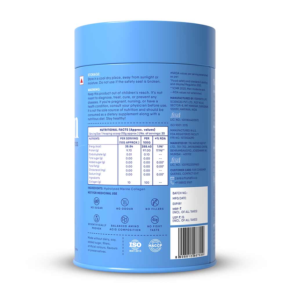 10 - TruNativ Advanced Collagen Peptides,  200 g  Unflavoured (Japanese Marine Collagen Type 1 & 3) 