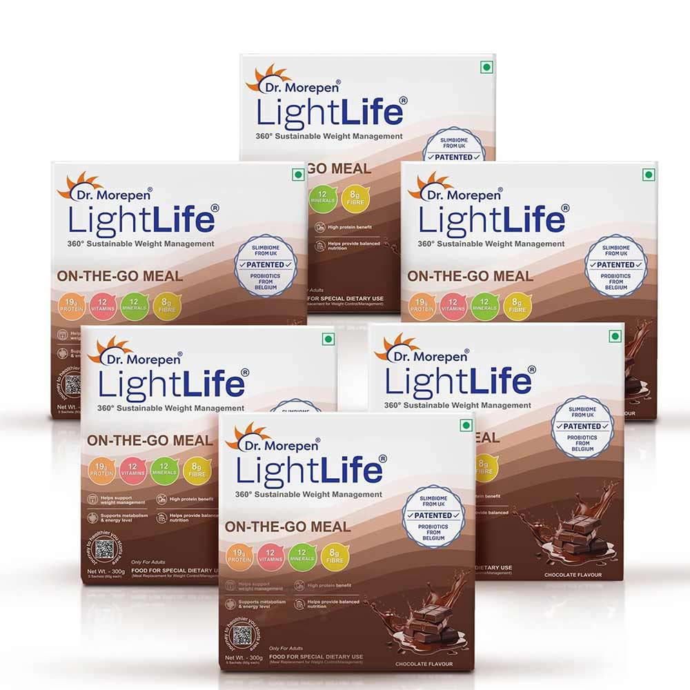 1 - Dr. Morepen LightLife On-The-Go Meal,  5 sachets/pack  Chocolate (Pack of 5) 