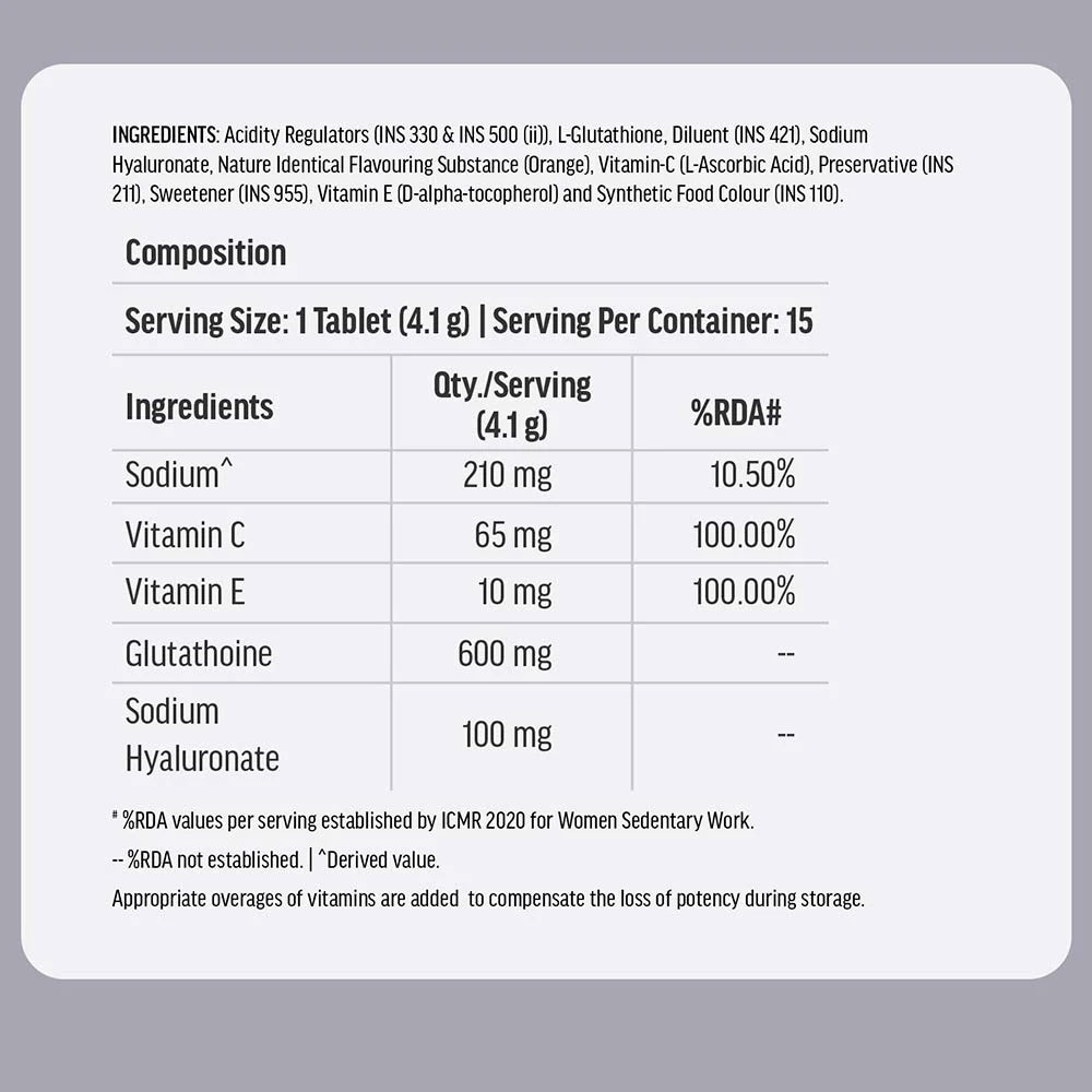 Glutathione Effervescent 15 Tabs Orange and 10% Vitamin C 30 ml Face Serum