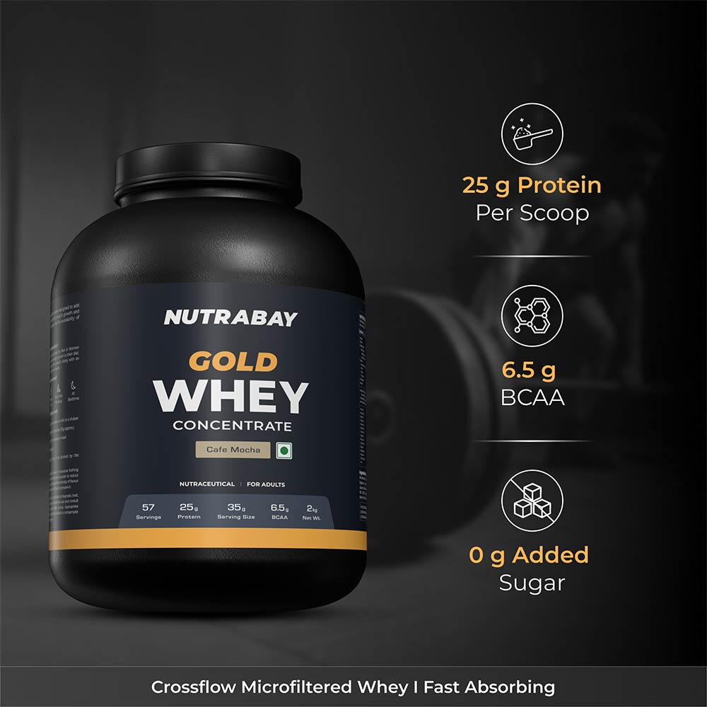 4 - Nutrabay Gold Concentrate Whey Protein,  4.4 lb  Cafe Mocha 