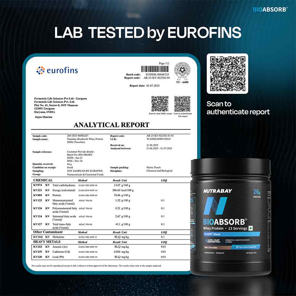 5 - Nutrabay BioAbsorb Whey Protein,  1.1 lb  Milk Chocolate 