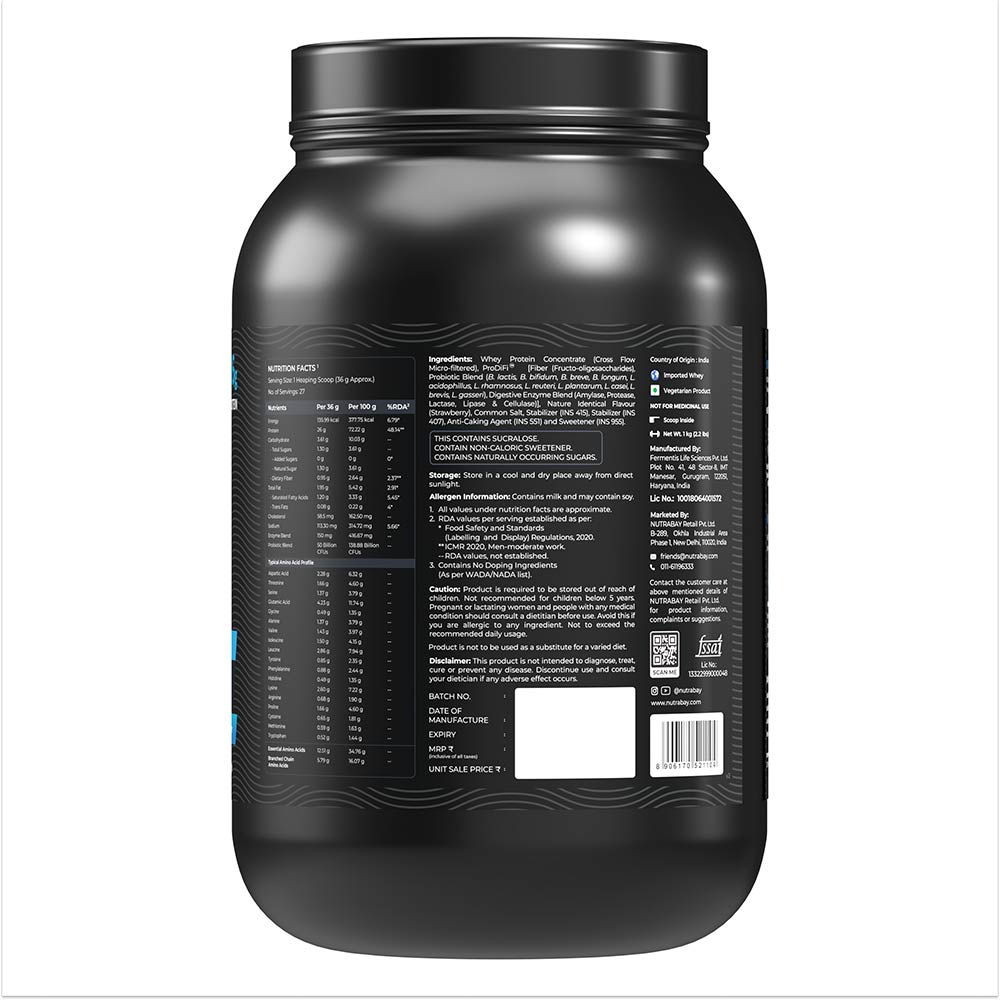 8 - Nutrabay BioAbsorb Whey Protein,  2.2 lb  Strawberry 