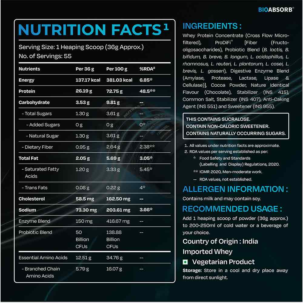 6 - Nutrabay BioAbsorb Whey Protein,  4.4 lb  Milk Chocolate 