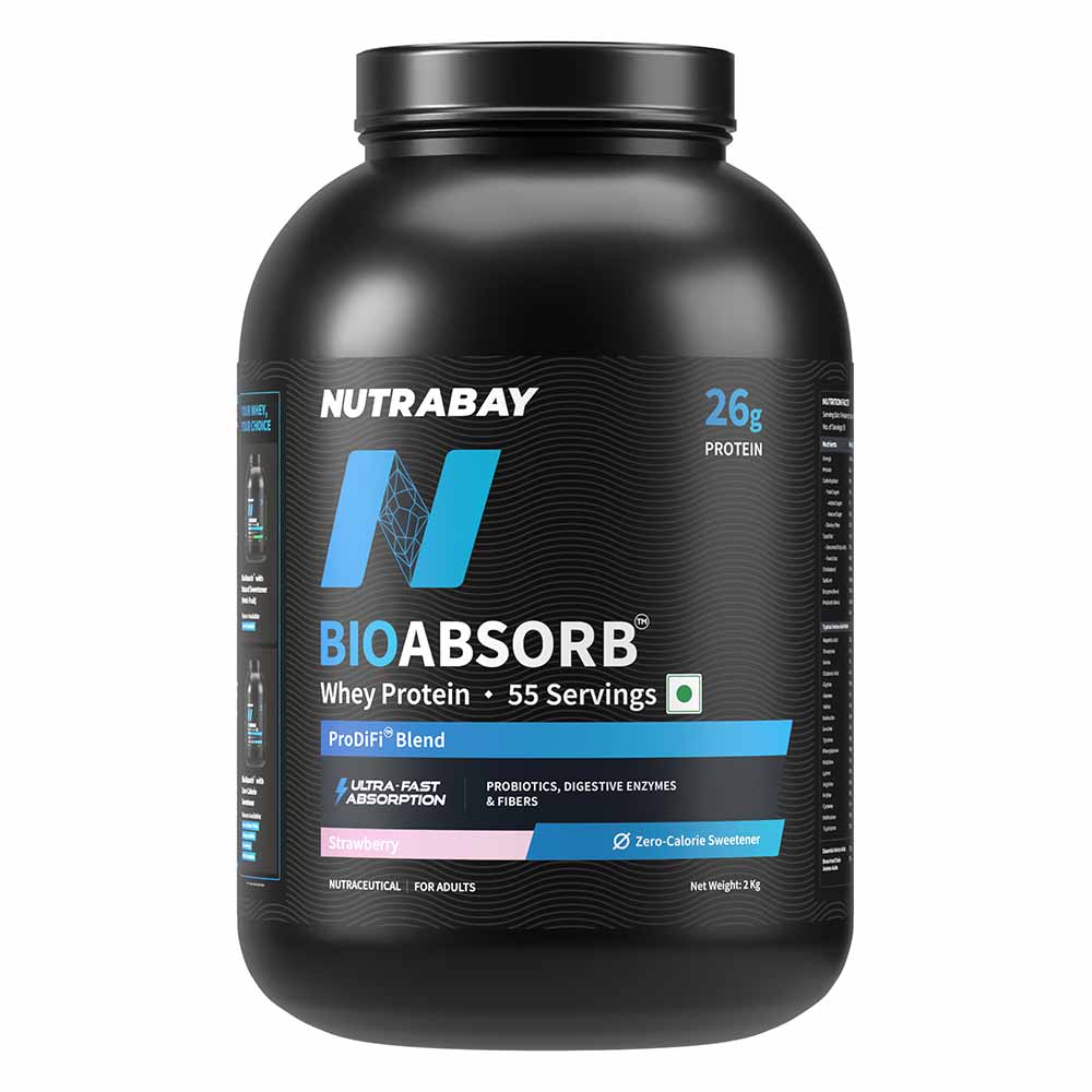 1 - Nutrabay BioAbsorb Whey Protein,  4.4 lb  Strawberry 