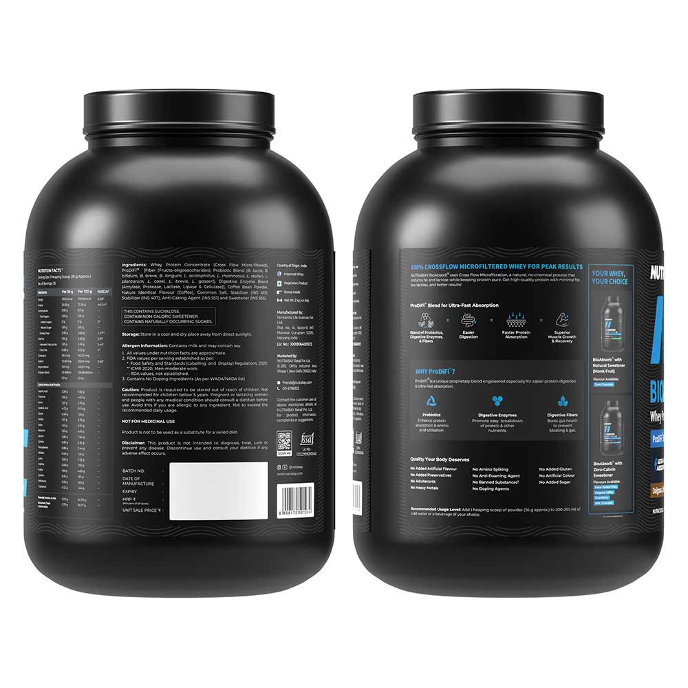 9 - Nutrabay BioAbsorb Whey Protein,  4.4 lb  Dalgona Coffee 