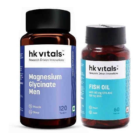 HealthKart HK Vitals Fish Oil 60 caps and Magnesium Glycinate for men 120 Tabs