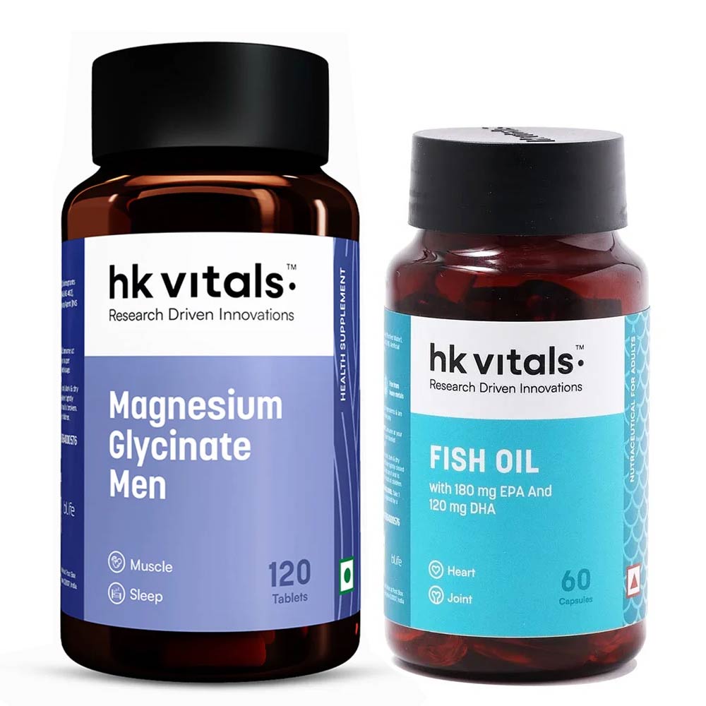 HealthKart HK Vitals Fish Oil 60 caps and Magnesium Glycinate for men 120 Tabs