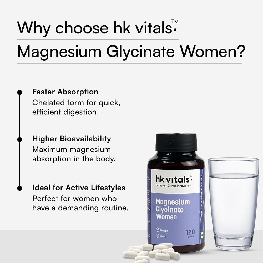 6 - HealthKart HK Vitals Magnesium Glycinate,  Unflavoured - Women  120 tablet(s)