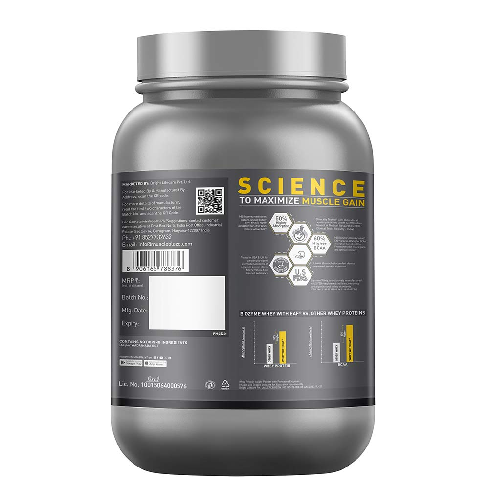 3 - MuscleBlaze Biozyme Iso-Zero,  2.2 lb  Low Carb Swiss Chocolate Hazelnut - Low Sweetness 