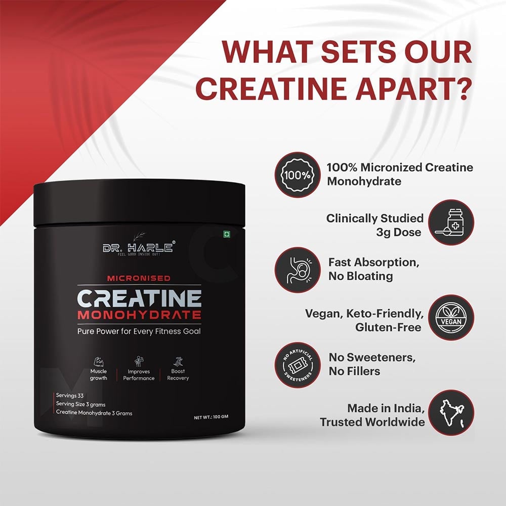 3 - DR. HARLE Micronised Pure Creatine Monohydrate,  Unflavoured  0.22 lb 