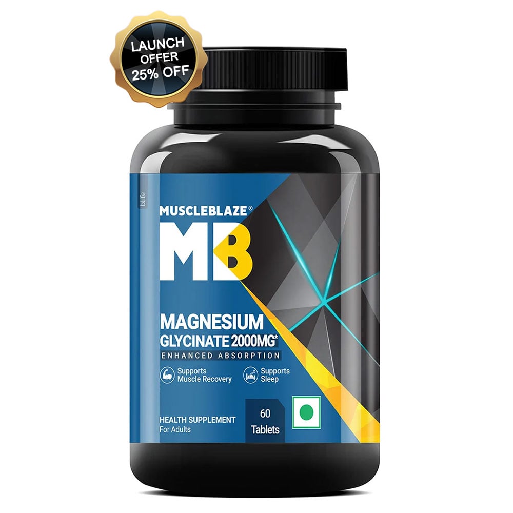 MuscleBlaze Magnesium Bisglycinate, Unflavored 60 tablets