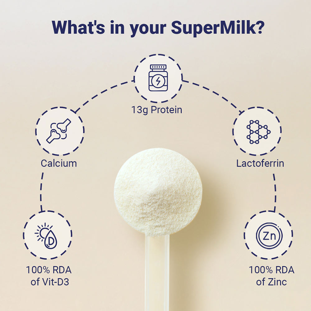 4 - Supermilk Gritzo Height+ Unsweetened for 13+ Yrs Boy Personalized Protein and Nutrition Drink Mix,  400 g  Creamy Vanilla