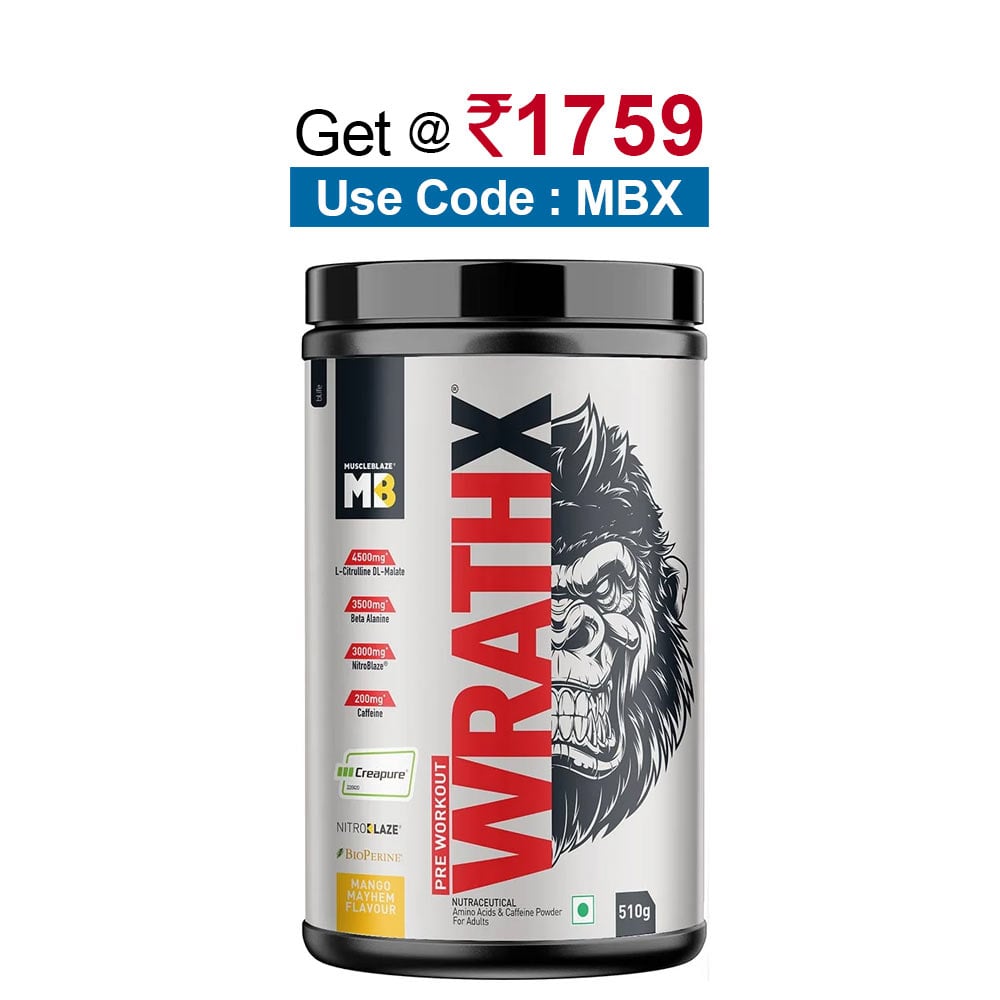 MuscleBlaze Pre Workout WrathX,  1.12 lb  Mango Mayhem 