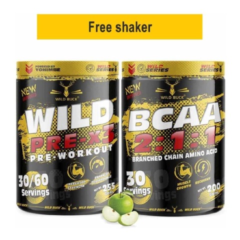 Wild Buck Wild Pre-x3 & BCAA 2:1:1 Combo,  2 Piece(s)/Pack  Green Apple 