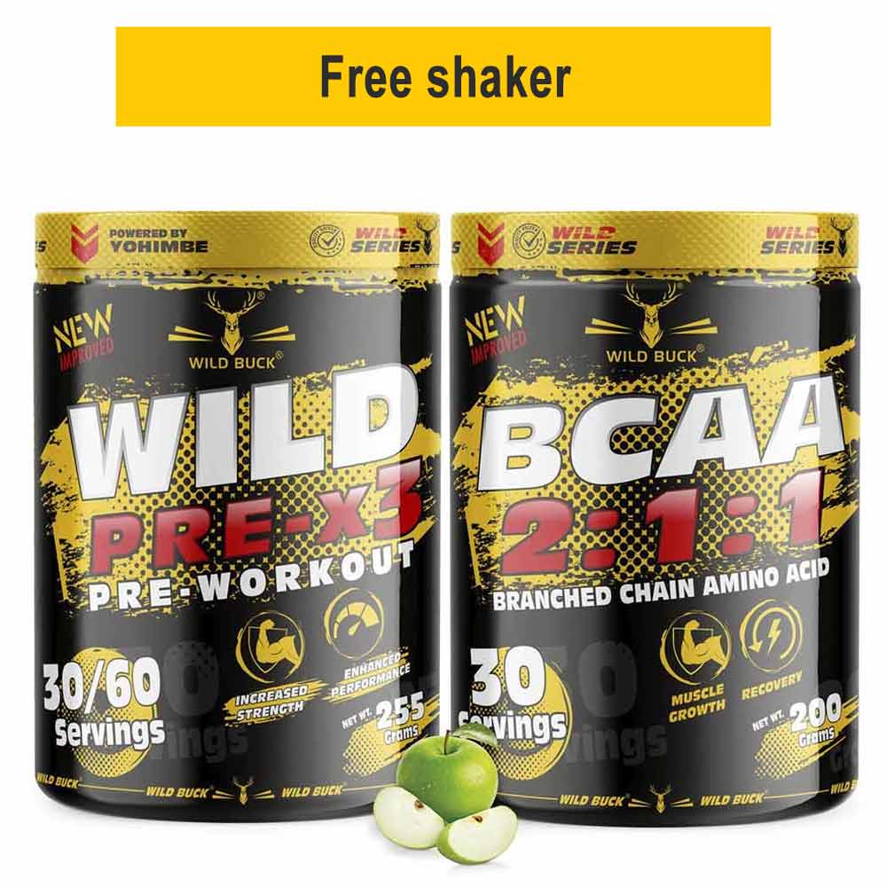 Wild Buck Wild Pre-x3 & BCAA 2:1:1 Combo,  2 Piece(s)/Pack  Green Apple 
