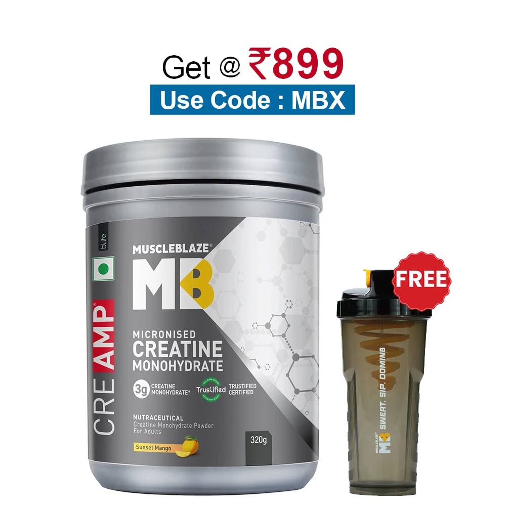 MuscleBlaze Creatine Monohydrate CreAMP,  Sunset Mango  0.71 lb 