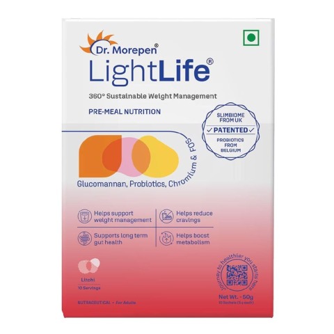 1 - Dr. Morepen LightLife Pre-Meal Nutrition,  10 sachets/pack  Litchi 