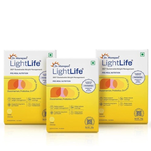 1 - Dr. Morepen LightLife Pre-Meal Nutrition, 10 sachets/pack Lemon (Pack of 3)
