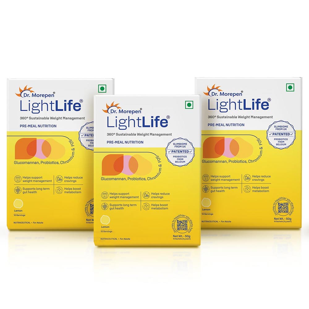 Dr. Morepen LightLife Pre-Meal Nutrition, 10 sachets/pack Lemon (Pack of 3)-picture-34