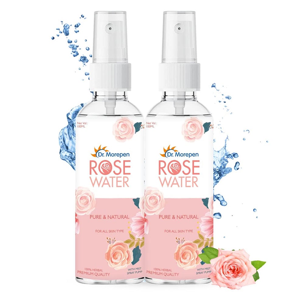 1 - Dr. Morepen Pure & Natural Rose Water Spray,  100 ml  for All Types of Skin (Pack of 2) 