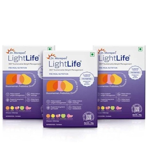 1 - Dr. Morepen LightLife Pre-Meal Nutrition,  10 sachets/pack  Assorted (Pack of 3) 