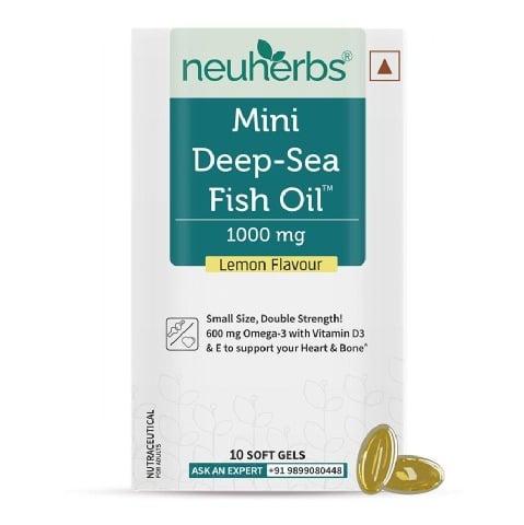 1 - Neuherbs Mini Deep-Sea Fish Oil 1000mg for Heart & Bone Lemon Flavour,  10 softgels 