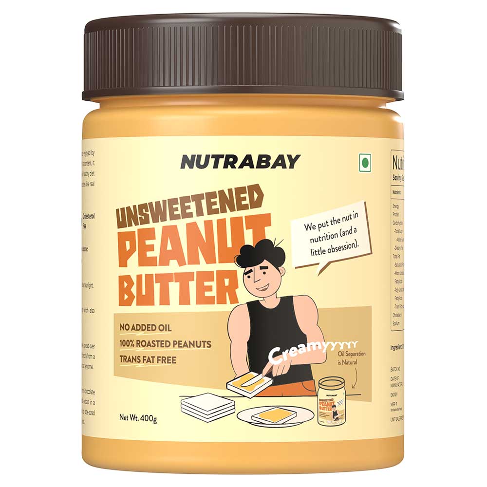 1 - Nutrabay Foods All-Natural Peanut Butter,  400 g  Unsweetened, Creamy 