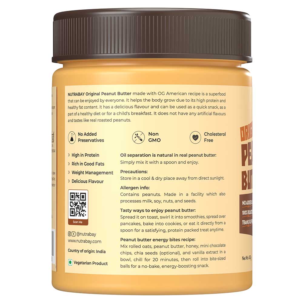 6 - Nutrabay Foods Original Peanut Butter,  400 g  Crunchy 